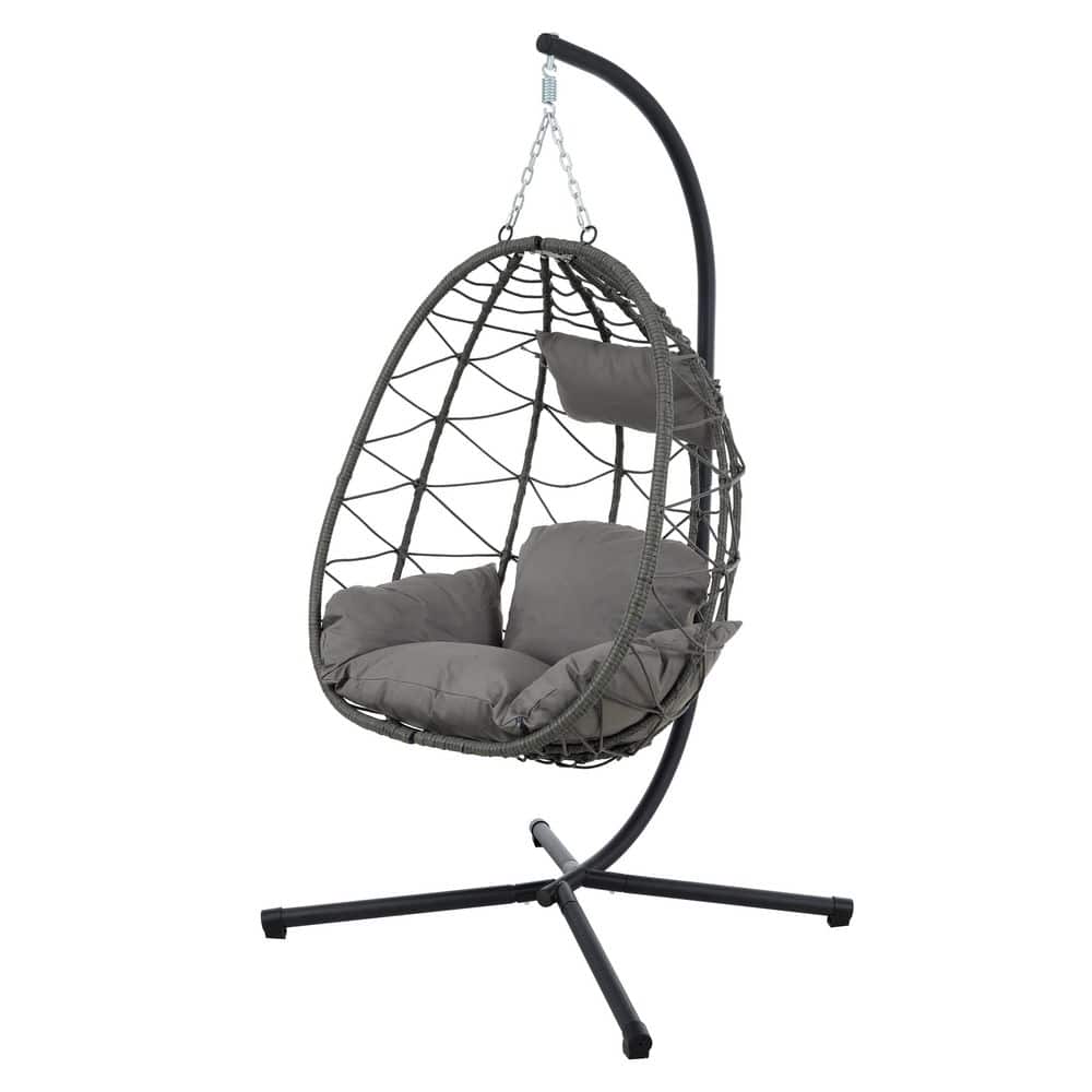 Gray Wicker Outdoor Lounge Egg Chair with Gray Cushions price history on PriceWatchPro