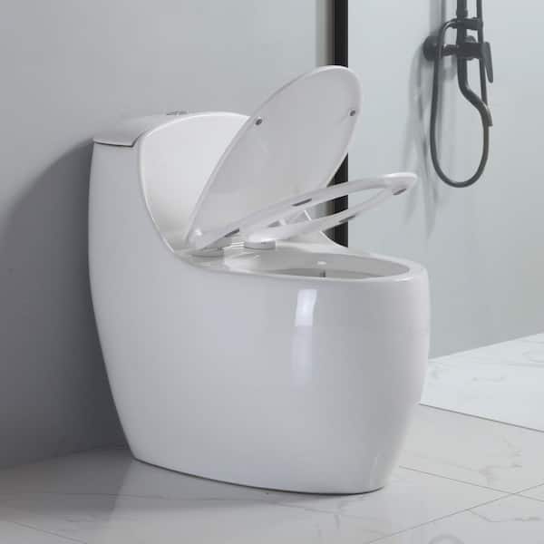 Round 1-Piece Toilet 1.6 GPF Single flush Toilet, High-Efficiency Modern Toilet, White Toilet Bowl for 12 in. Rough-In