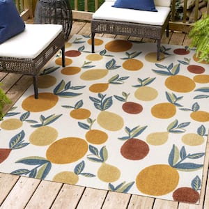 Limone Bold Lemon High-Low Orange/Beige/Cream 4 ft. x 6 ft. Indoor/Outdoor Area Rug