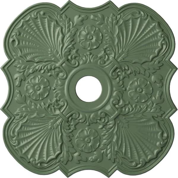 Ekena Millwork 1-3/8" x 29" x 29" Polyurethane Flower Ceiling Moulding, Hand-Painted Athenian Green