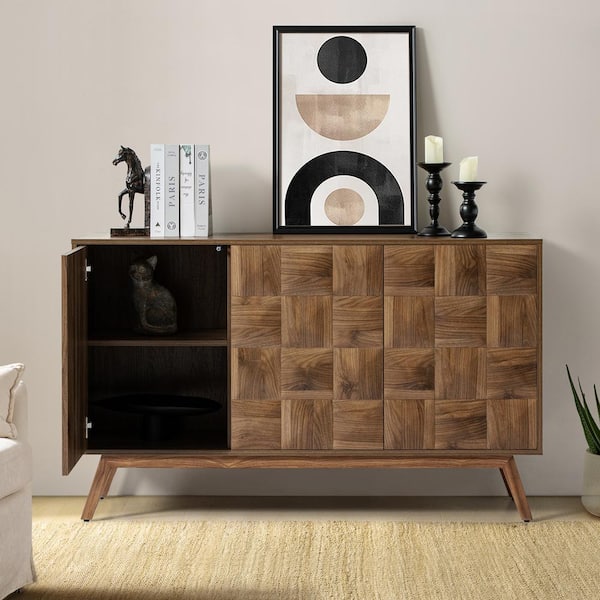 JAYDEN CREATION Lenny Walnut 53 in. W Mid-Century Modern