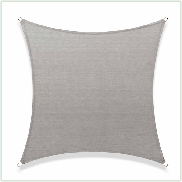 COLOURTREE 10 ft. x 10 ft. 190 GSM Grey Square Sun Shade Sail Screen Canopy, Outdoor Patio and Pergola Cover
