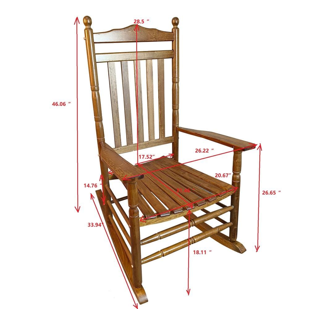 Oak Unfinished Wood High-Back Rocking Armchair
