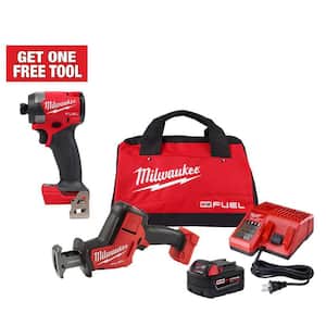 M18 FUEL 18-Volt Lithium-Ion Brushless Cordless HACKZALL Reciprocating Saw Kit with FUEL 1/4 in. Hex Impact Driver