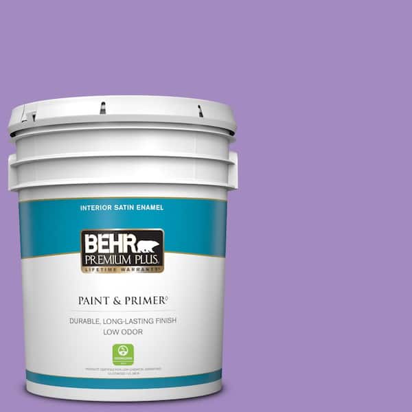 BEHR PREMIUM PLUS 5 gal. #P570-4 Classic Bouquet Satin Enamel Low Odor Interior Paint & Primer