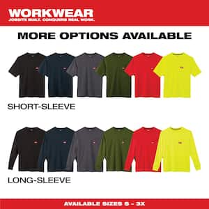 Men's Large High Visibility Heavy-Duty Cotton/Polyester Short-Sleeve Pocket T-Shirt