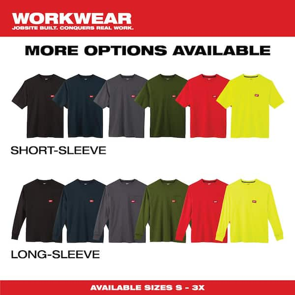 Milwaukee Men's 3X-Large Red Heavy-Duty Cotton/Polyester Long-Sleeve Pocket  T-Shirt 602R-3X - The Home Depot