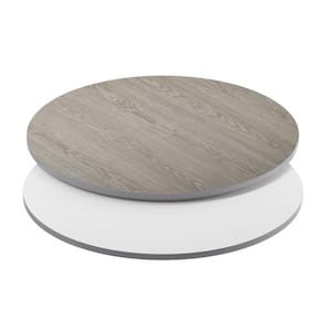 42 in. White/Gray Round Table Top Only