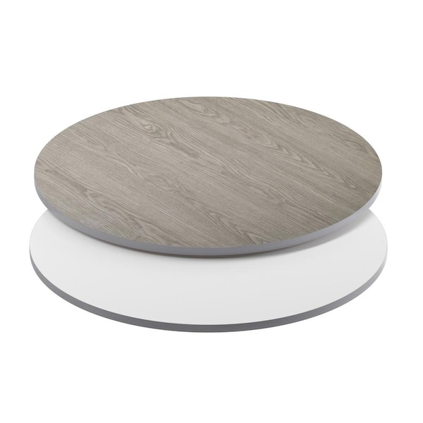 Carnegy Avenue 42 in. White/Gray Round Table Top Only