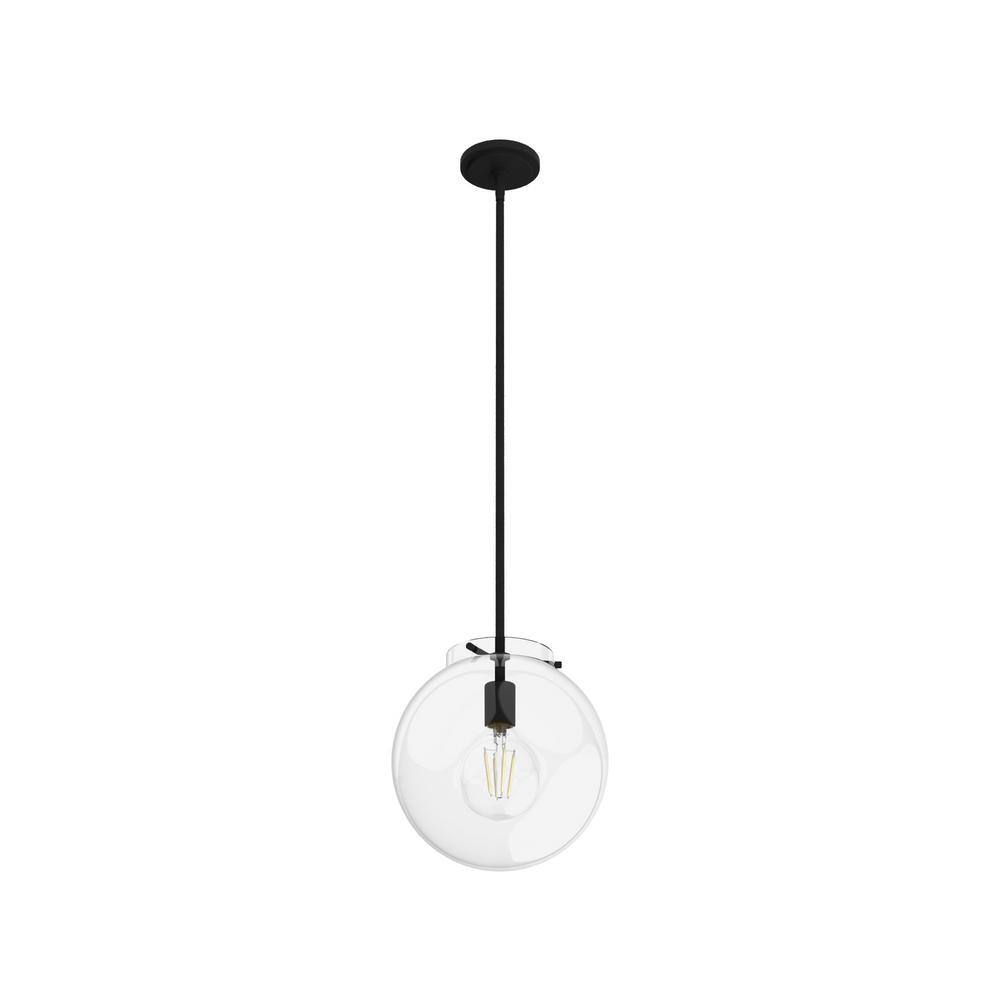 Black Iron and Clear Glass Globe Pendant Light