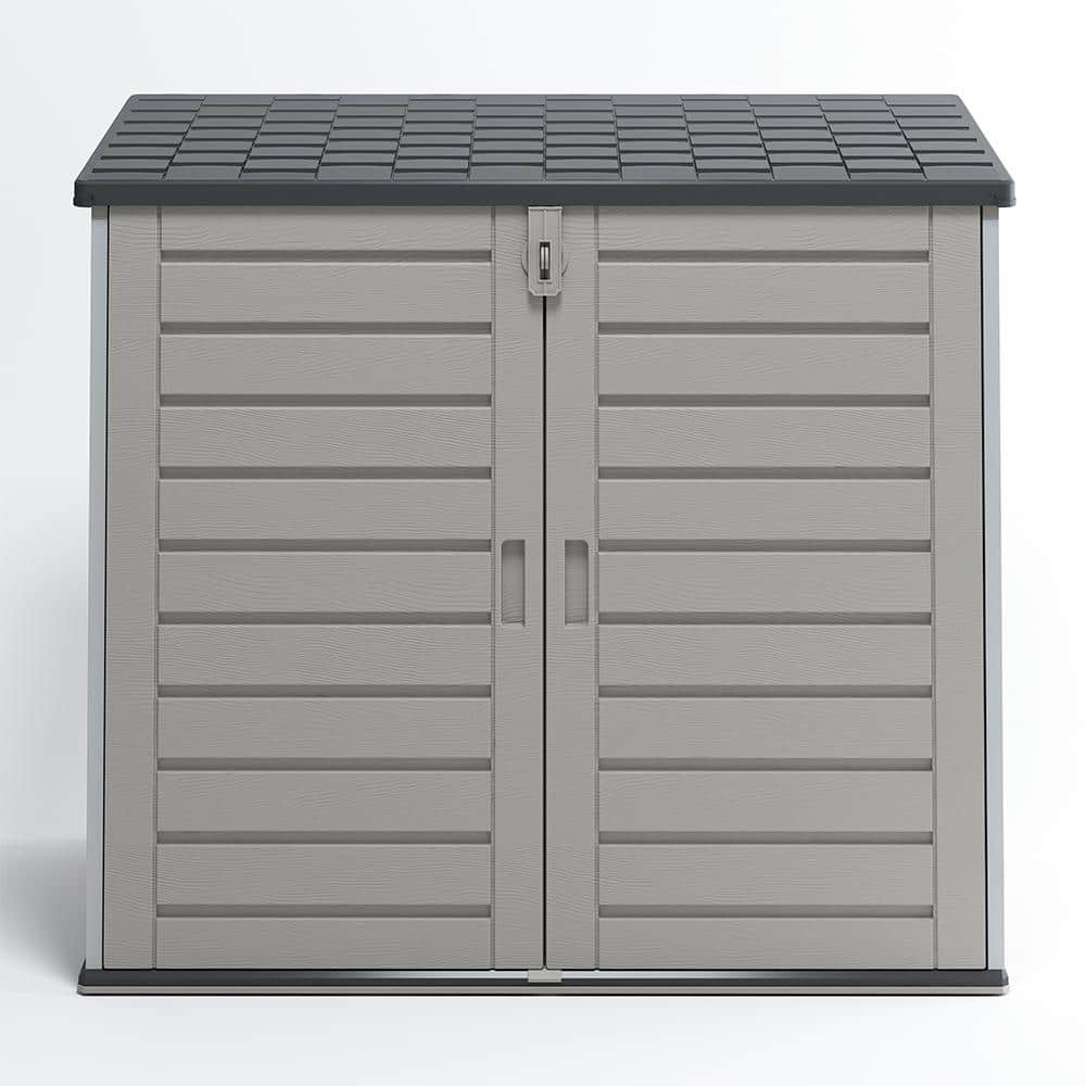 4.6 ft. x 2.7 ft. x 4.1 ft. 304 Gal. Gray Resin Deck Box, Horizontal Outdoo
