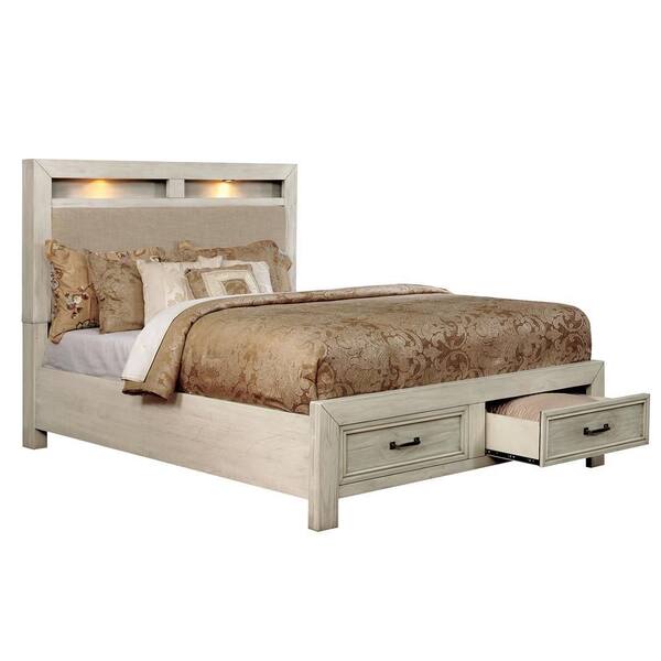 Unbranded Hary White Wood Frame King Platform Bed