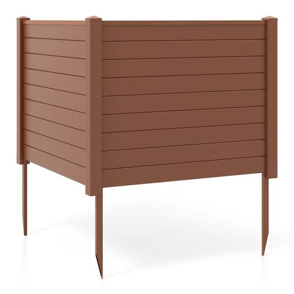 37.5 in. Plastic Air Conditioner Garden Fence, ith Stakes Pool Equipment Fence Screen Brown