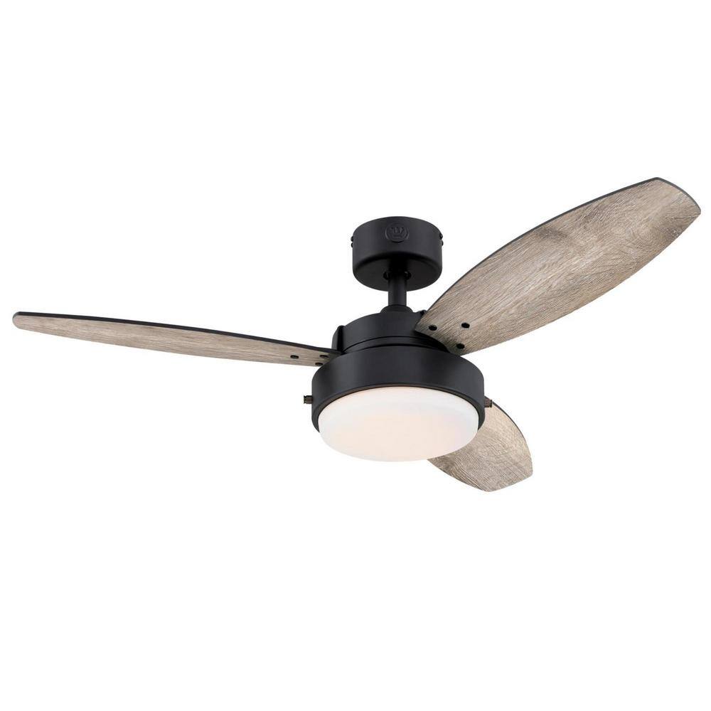 Matte Black 42" Modern Ceiling Fan with LED Light and Remote