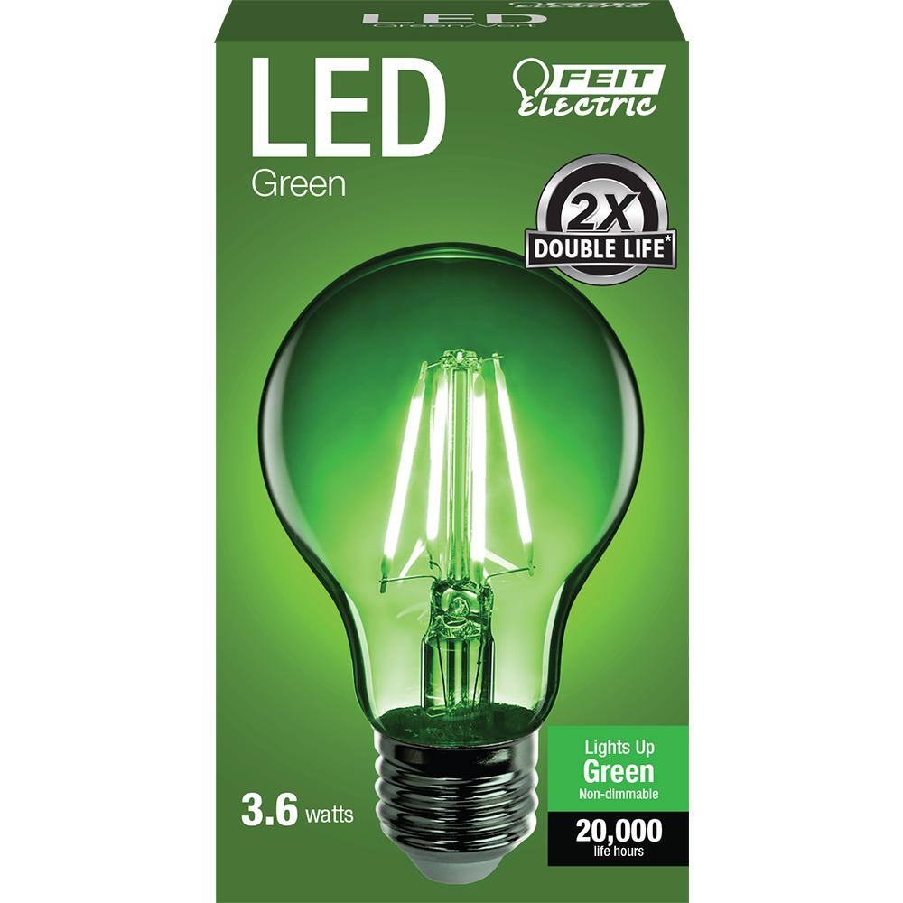 Feit Green Dimmable A19 Filament LED Bulb 4.5W