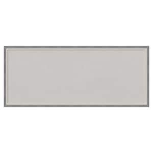 Theo Grey Narrow Wood Framed Grey Corkboard 31 in. x 13 in. Bulletin Board Memo Board