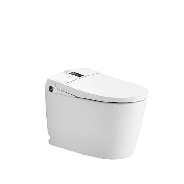 Elongated Smart Bidet Toilet in White with Heated Seat, Auto Open/Close Lid, Deodorizing, and Remote Control