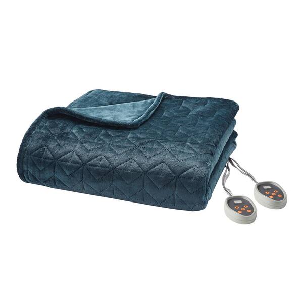 Beautyrest 62 in. x 84 in. Teal Twin Microlight Electric Blanket Quilt