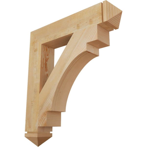 Ekena Millwork 6 in. x 38 in. x 34 in. Douglas Fir Merced Arts and Crafts Rough Sawn Bracket