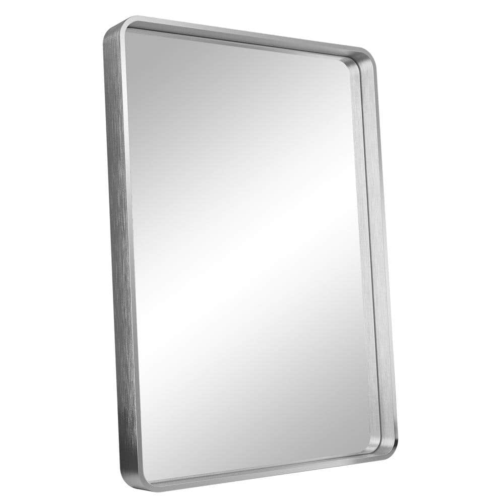 Silver Rectangular 22x30 Inch Metal Frame Wall Mirror