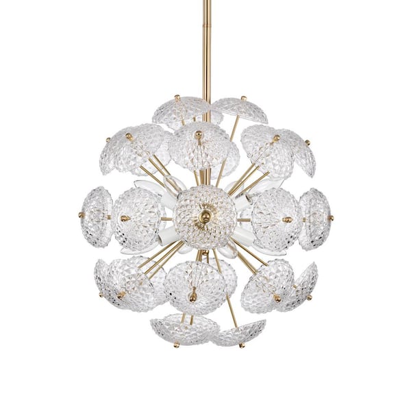Nafli 18 in. 8-Light Indoor Satin Gold Finish Chandelier with Light Kit
