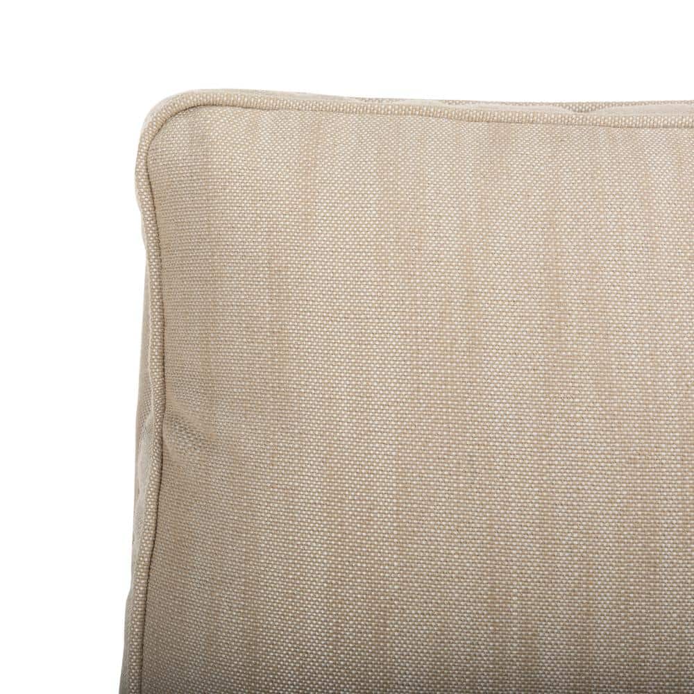 Beige Linen Slipper Chair with Spindle Wood Legs