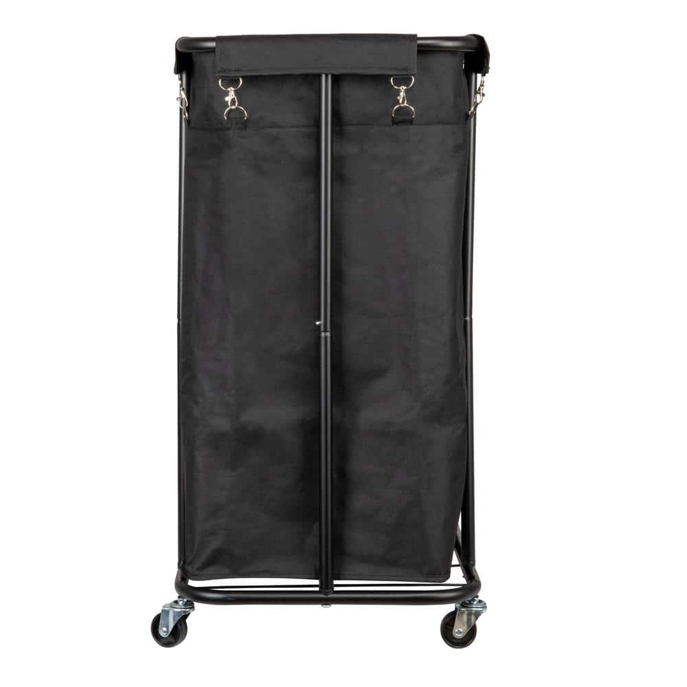 Black Metal 3-Bag Rolling Laundry Sorter with Wheels
