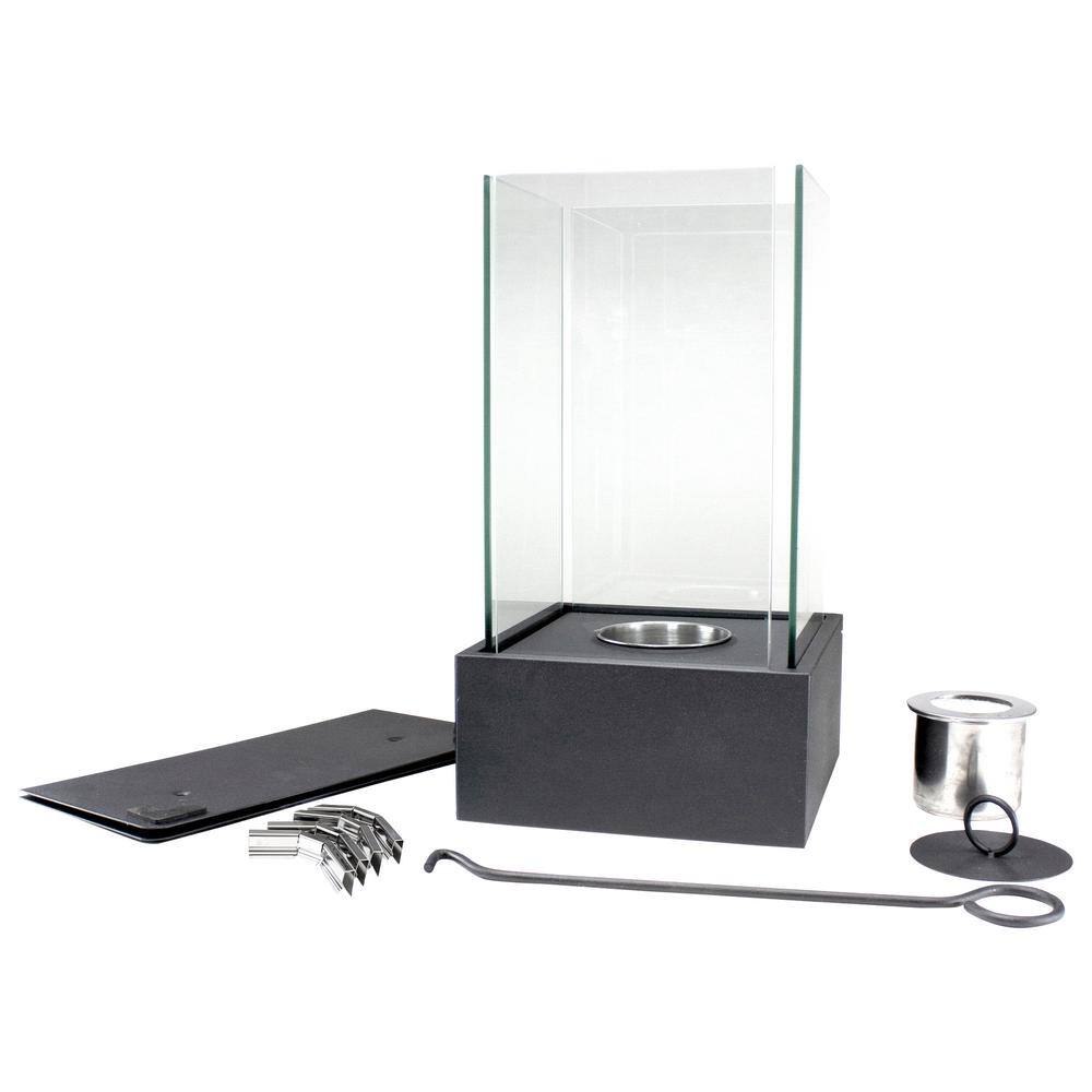 Modern Black Glass Bio Ethanol Tabletop Fireplace