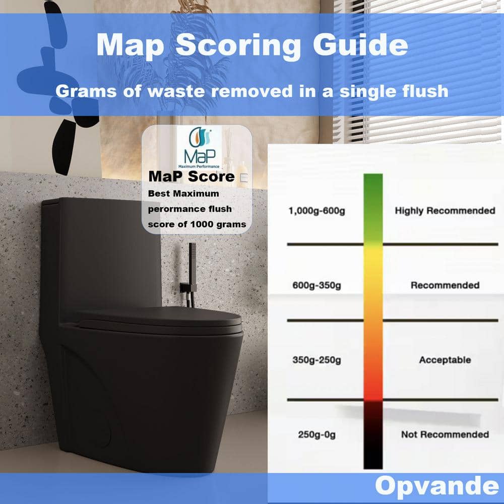 Matte Black Ceramic Dual Flush Elongated One-Piece Toilet
