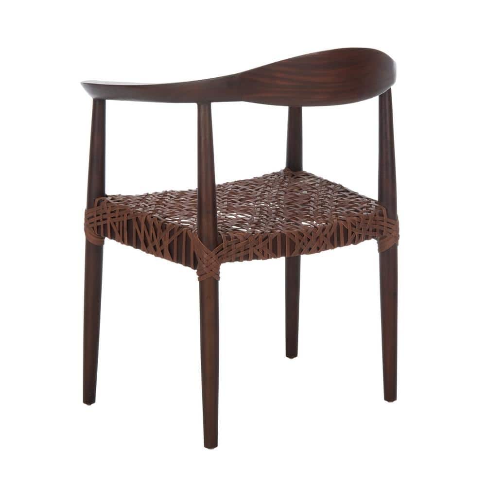 Juneau Mid-Century Walnut Brown Leather Accent Chair