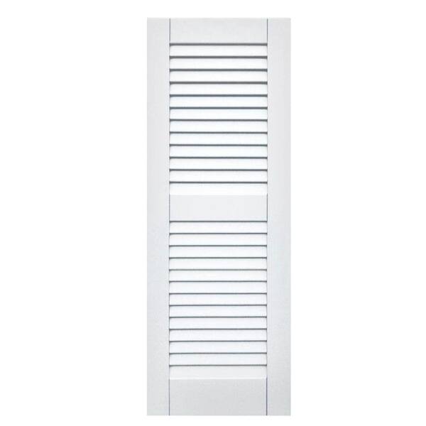 Winworks Wood Composite 15 in. x 41 in. Louvered Shutters Pair #631 White