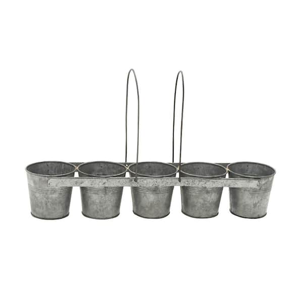 Litton Lane 5 in. H x 23 in. W Grey Metal Farmhouse Planter