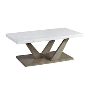 Graham 48 in. Gray Rectangle Marble Top Coffee Table