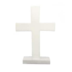 Soapstone Traditional Standing Cross in Cream, Natural Stone.
