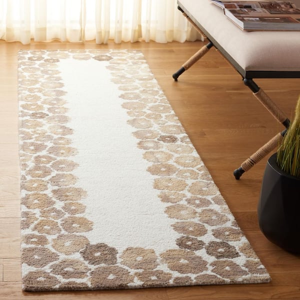Jardin 2 ft. x 8 ft. Beige/Ivory Playful Floral Runner Rug
