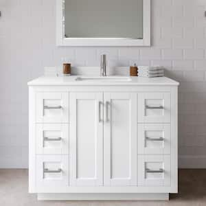 Miranda 42 in. W Single Bath Vanity in White with Cultured Marble Vanity Top in White with White Basin