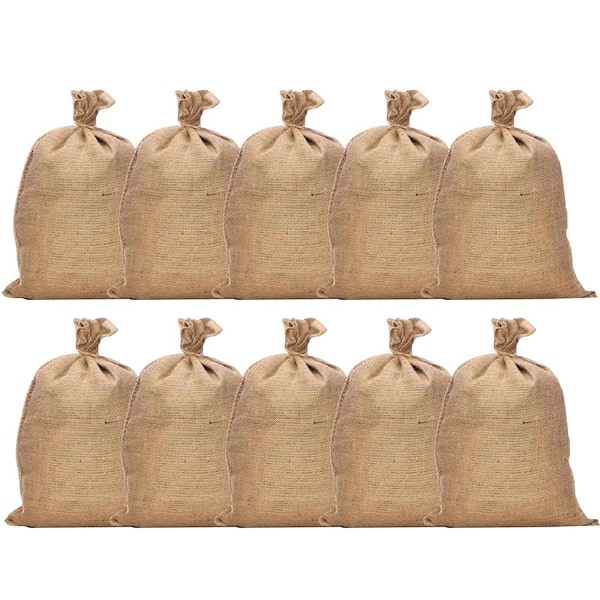 Wellco 23.6 in. x 15.7 in. Burlap Sand Bags for Flood Water Barrier, Tent Sandbags, Erosion Control-Sand Not Included(10-Pack）