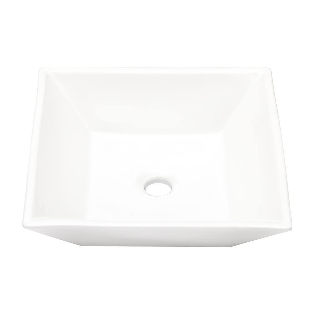 16'' White Ceramic Square Bathroom Vessel Sink