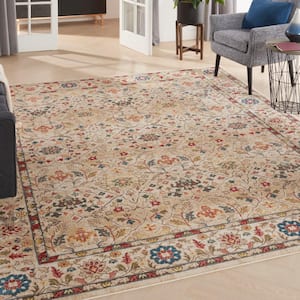 Revel Ivory 9 ft. x 12 ft. Bordered Traditional Area Rug