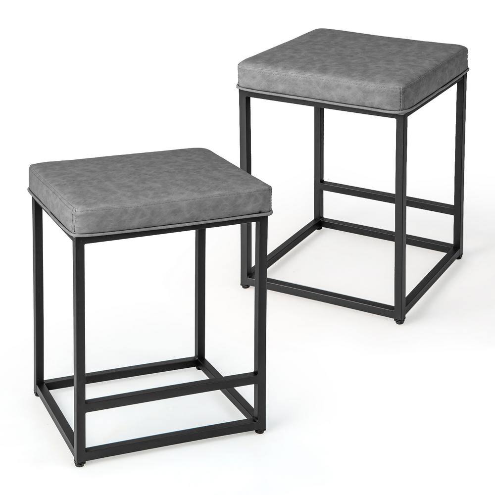 Costway 24 in. Grey Counter Height Backless Metal Bar Stools Kitchen