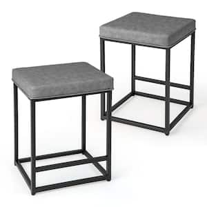 24 in. Grey Counter Height Backless Metal Bar Stools Kitchen Island Bar Chairs (Set of 2)