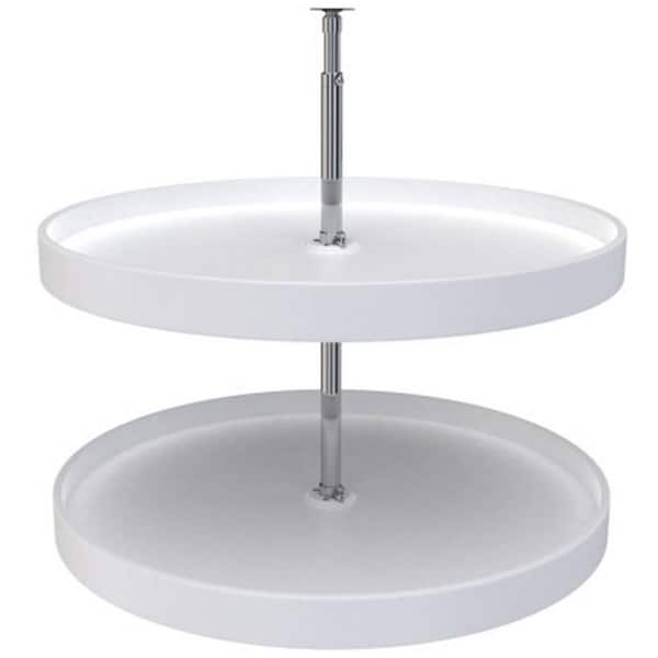 2-Shelf White 28 in. Lazy Susan Full Circle Polymer