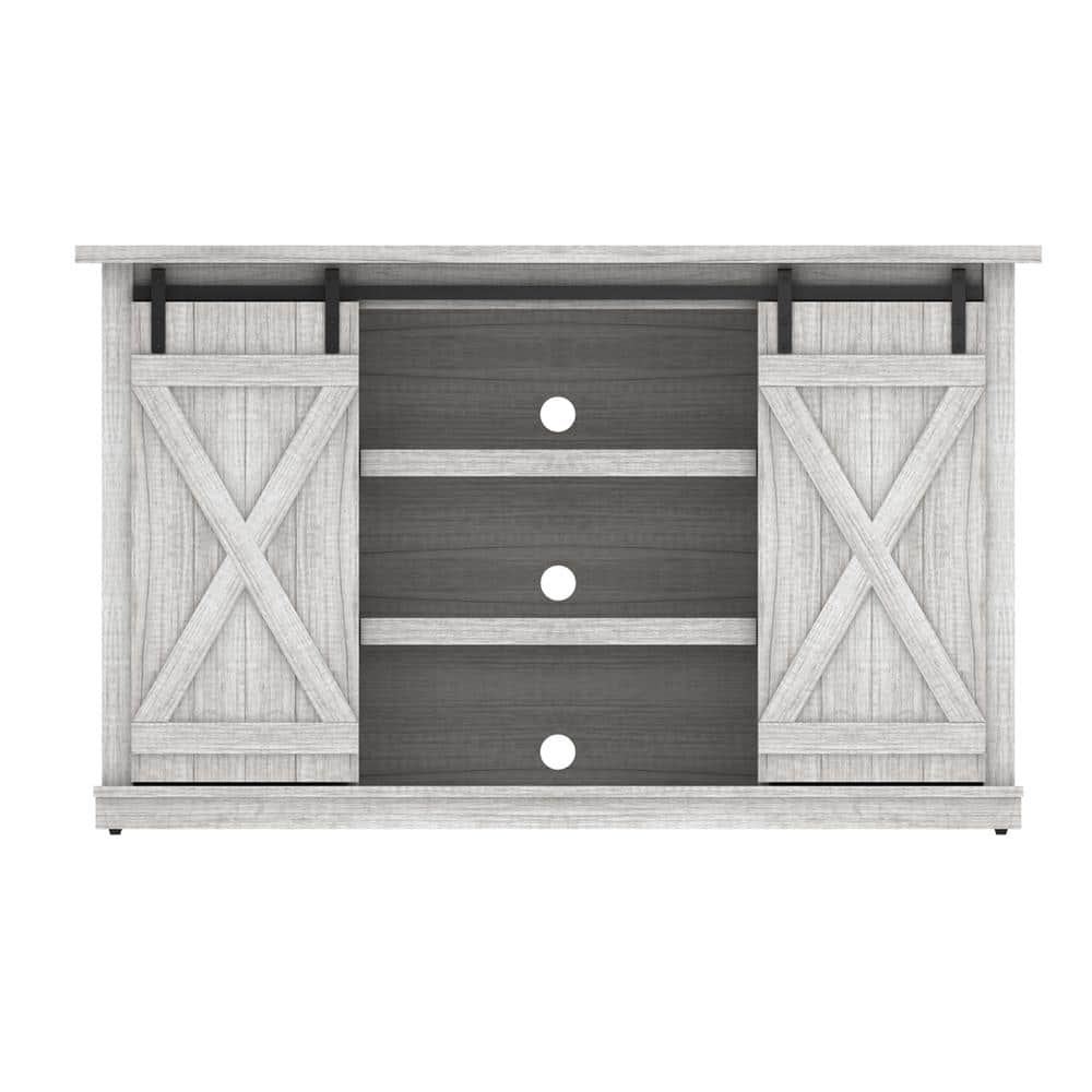 Bell'O Cottonwood 54 in. Sargent Oak and White TV Stand Fits TV's up to 60 in. with Storage Doors, Sargent Oak & White -  TC54-6127-PO101