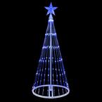 48 in. Christmas Blue LED Animated Lightshow Cone Tree with 154 Lights and Star Topper