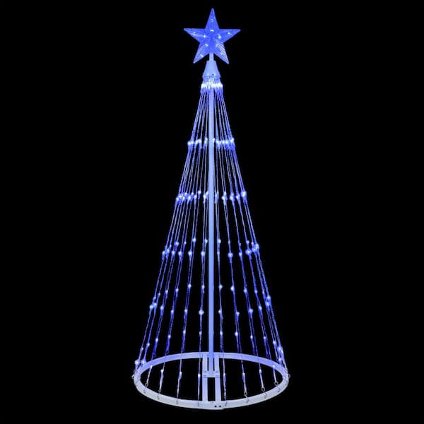 Kringle Traditions 48 in. Christmas Blue LED Animated Lightshow Cone Tree with 154 Lights and Star Topper
