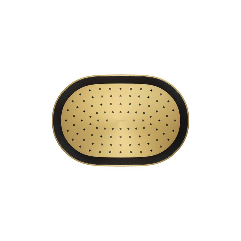 Vibrant Brushed Brass Oval Rain Shower Head with Adjustable Spray