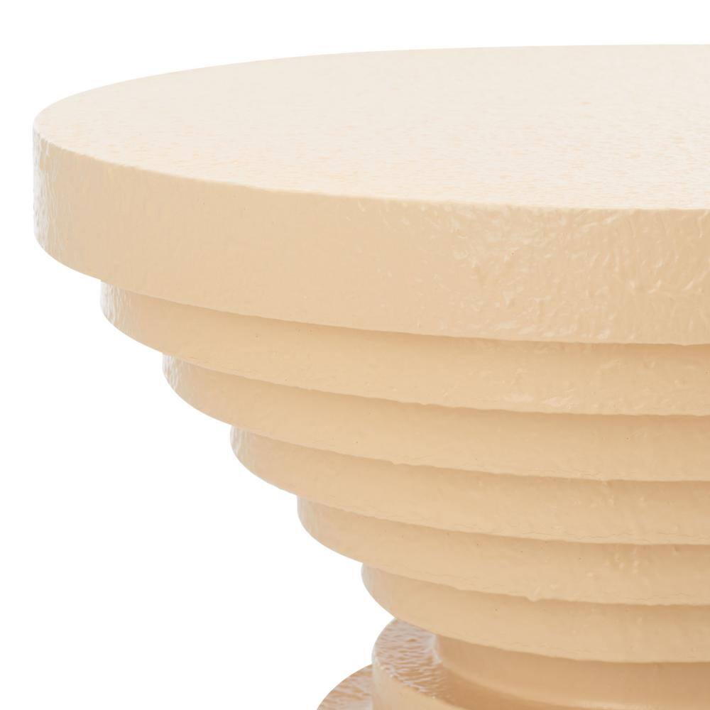 Cream Fluted Round Wood Accent Table