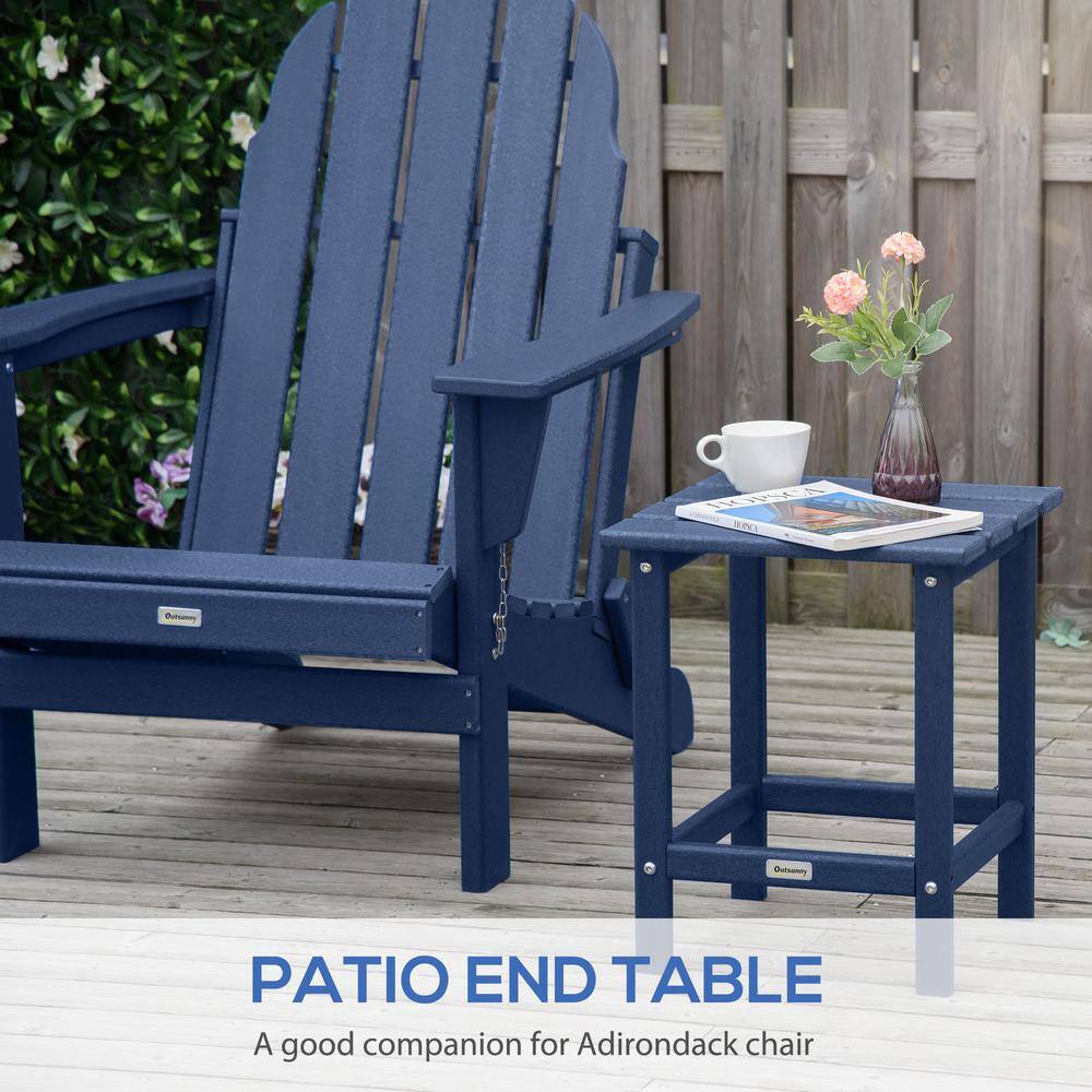 Blue HDPE Plastic Square Outdoor Side Table