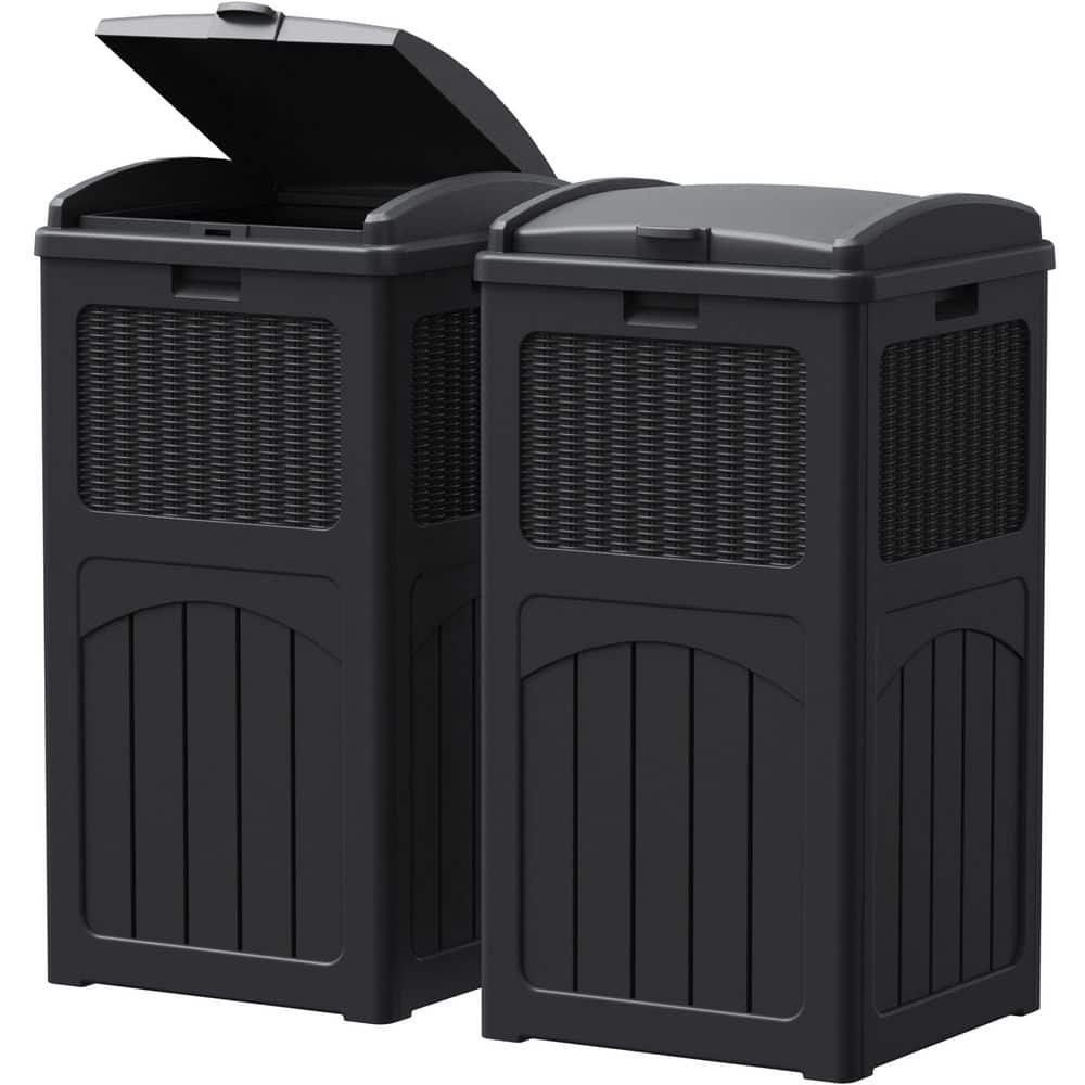 33 Gal. Outdoor Plastic Trash Can, Set of 2 Waterproof Deck Box, Black price history on PriceWatchPro