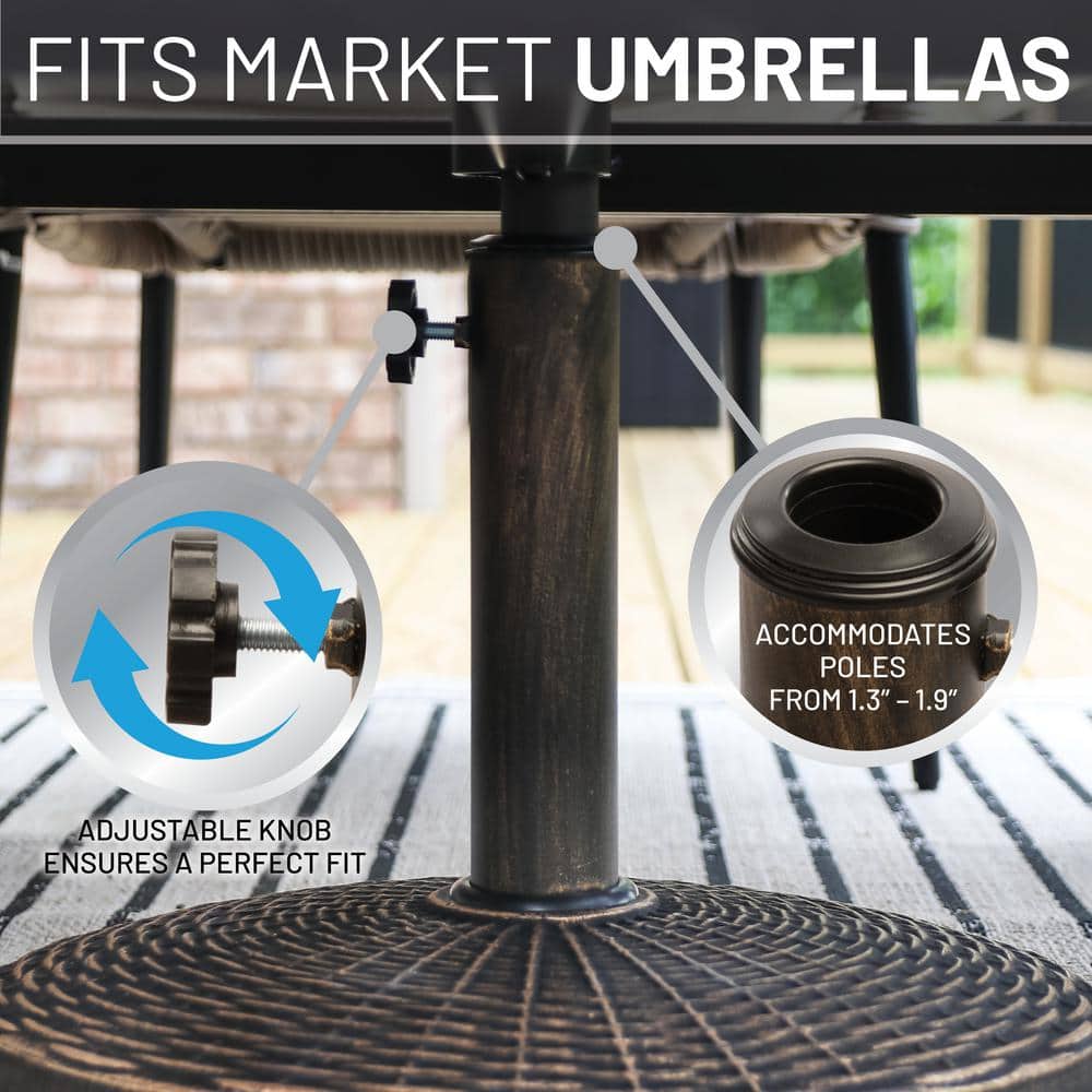 Bronze Wicker Pattern Plastic Patio Umbrella Base, 22lb